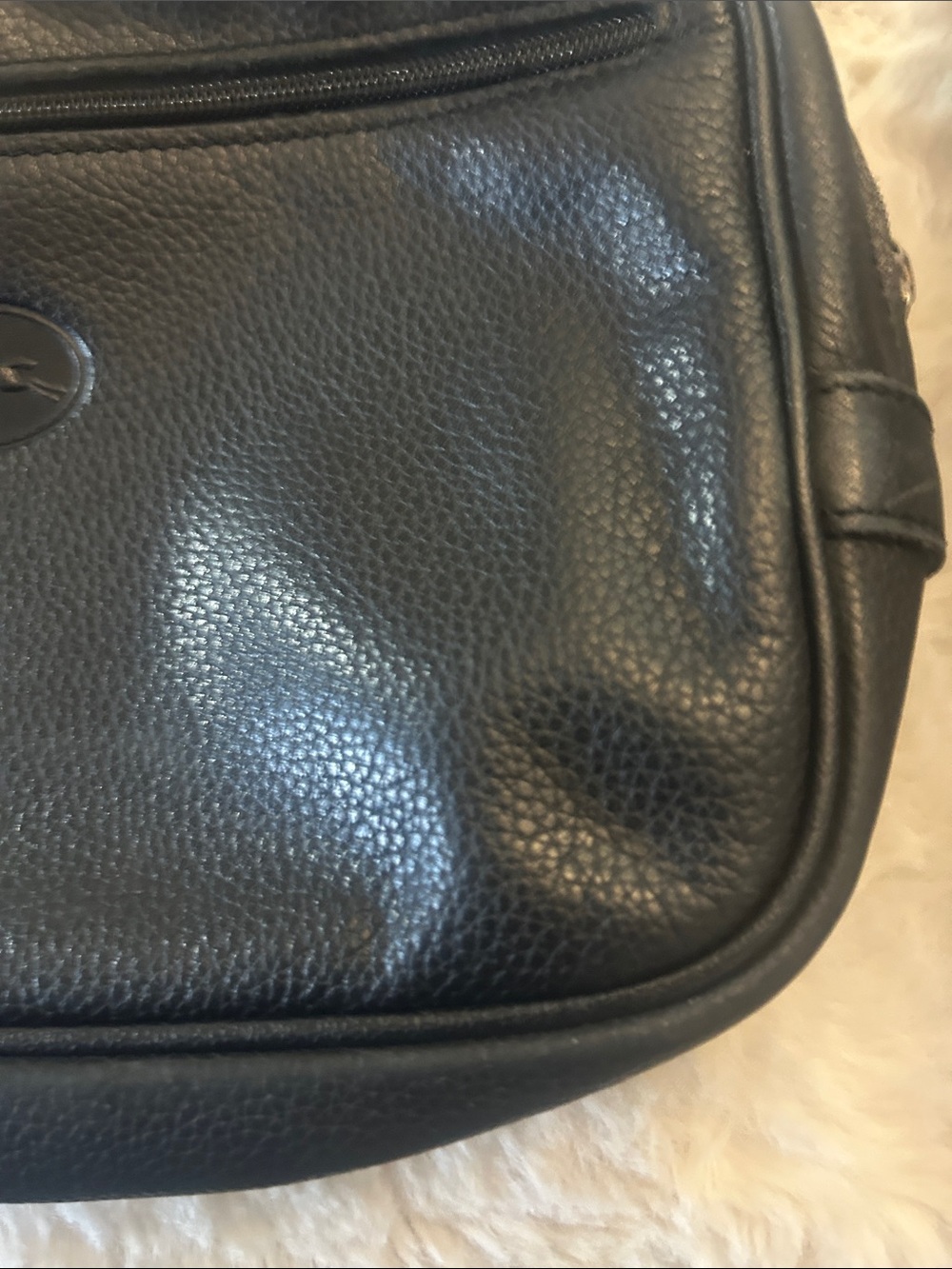 Vintage Longchamp black leather Le Foulonne 80’s-90’s clutch bag - Picture 8 of 11